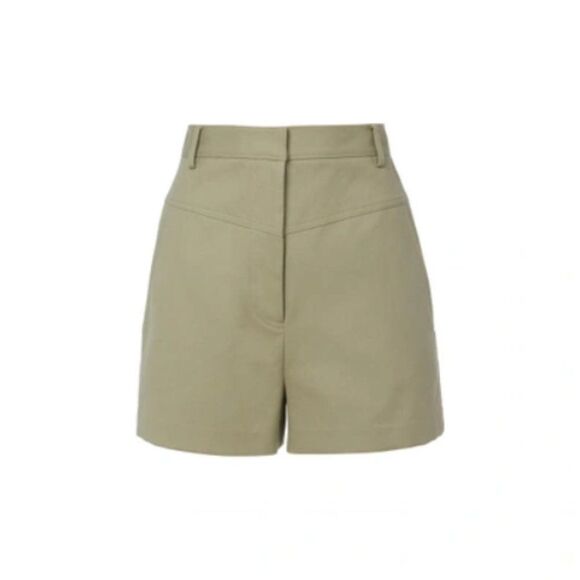 Tibi Margaux James High Waisted Mini Shorts Olive Moss Green size 2 - Picture 2 of 9